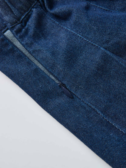 Denim Pleated Skirt for girls, blue denim fabric with a visible zipper.