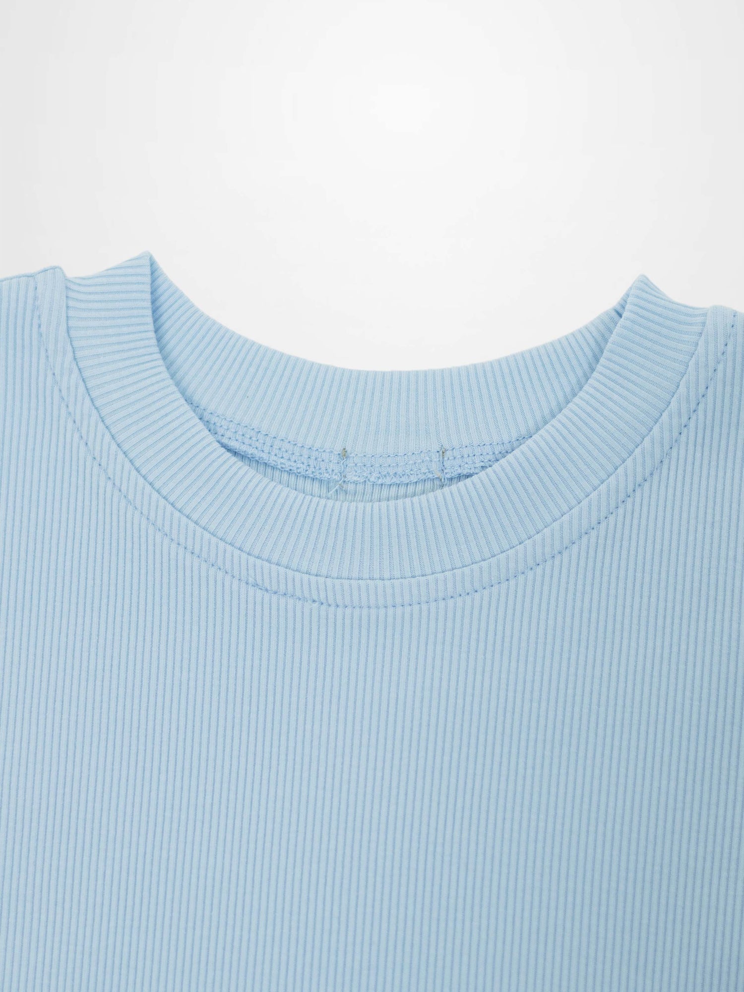 Short Sleeve Boxy T-shirt  &amp; Shorts Set - Light Blue
