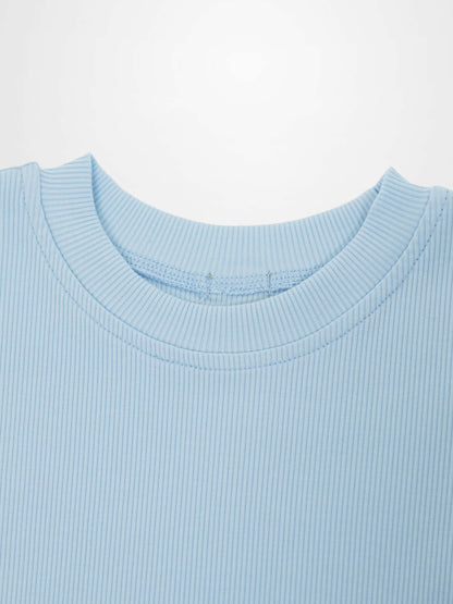 Short Sleeve Boxy T-shirt  &amp; Shorts Set - Light Blue