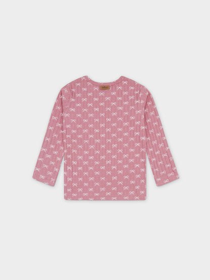 Bow print girls pajamas top