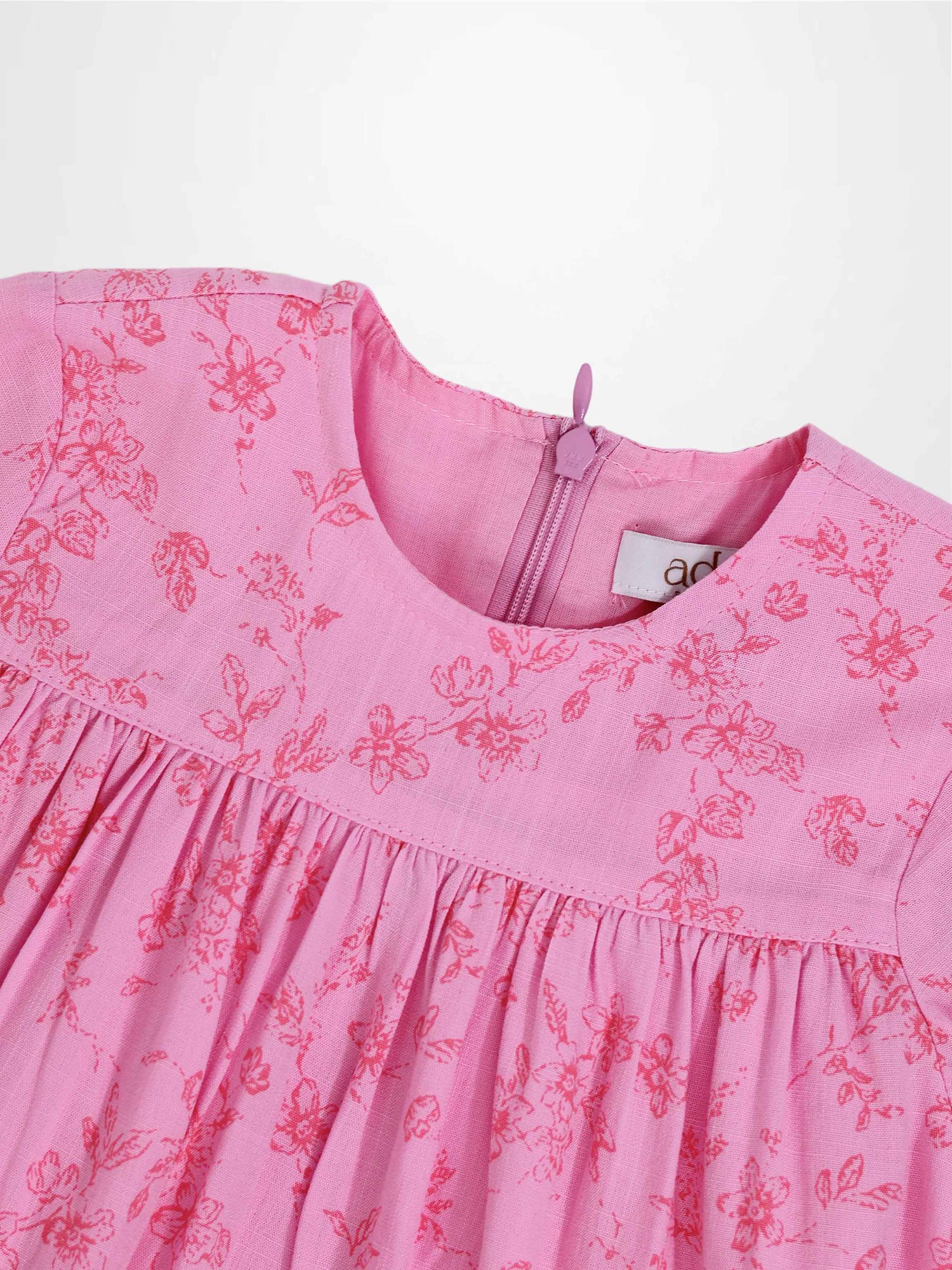 Pink Flower Dress - Short Sleeve