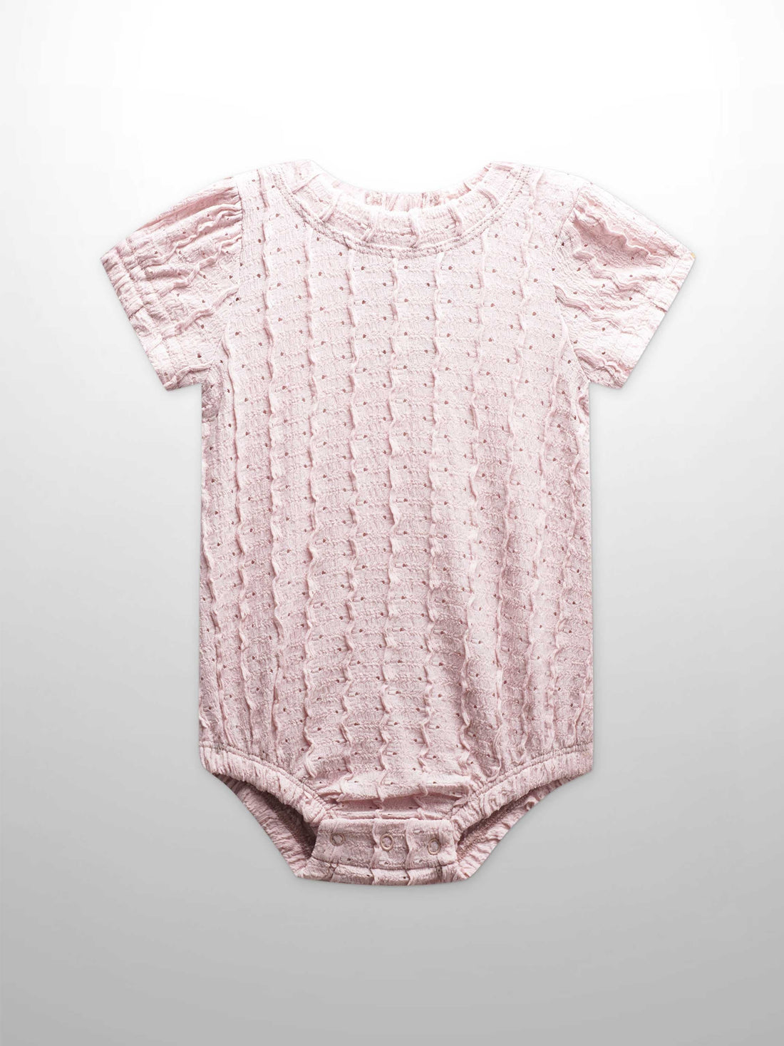 Ruffled Pointelle Romper- Light Pink