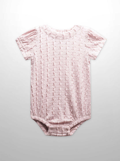 Ruffled Pointelle Romper- Light Pink