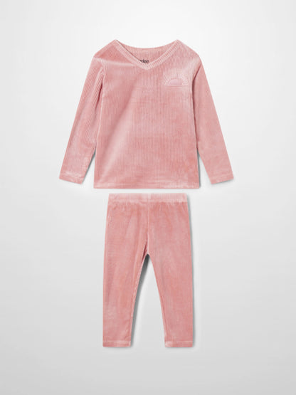 Ribbed Velour Pajama - Pink