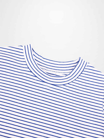 Blue striped boxy T-shirt by Adee; boys&