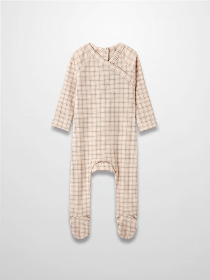 Oatmeal Grid Stretchy - Blue