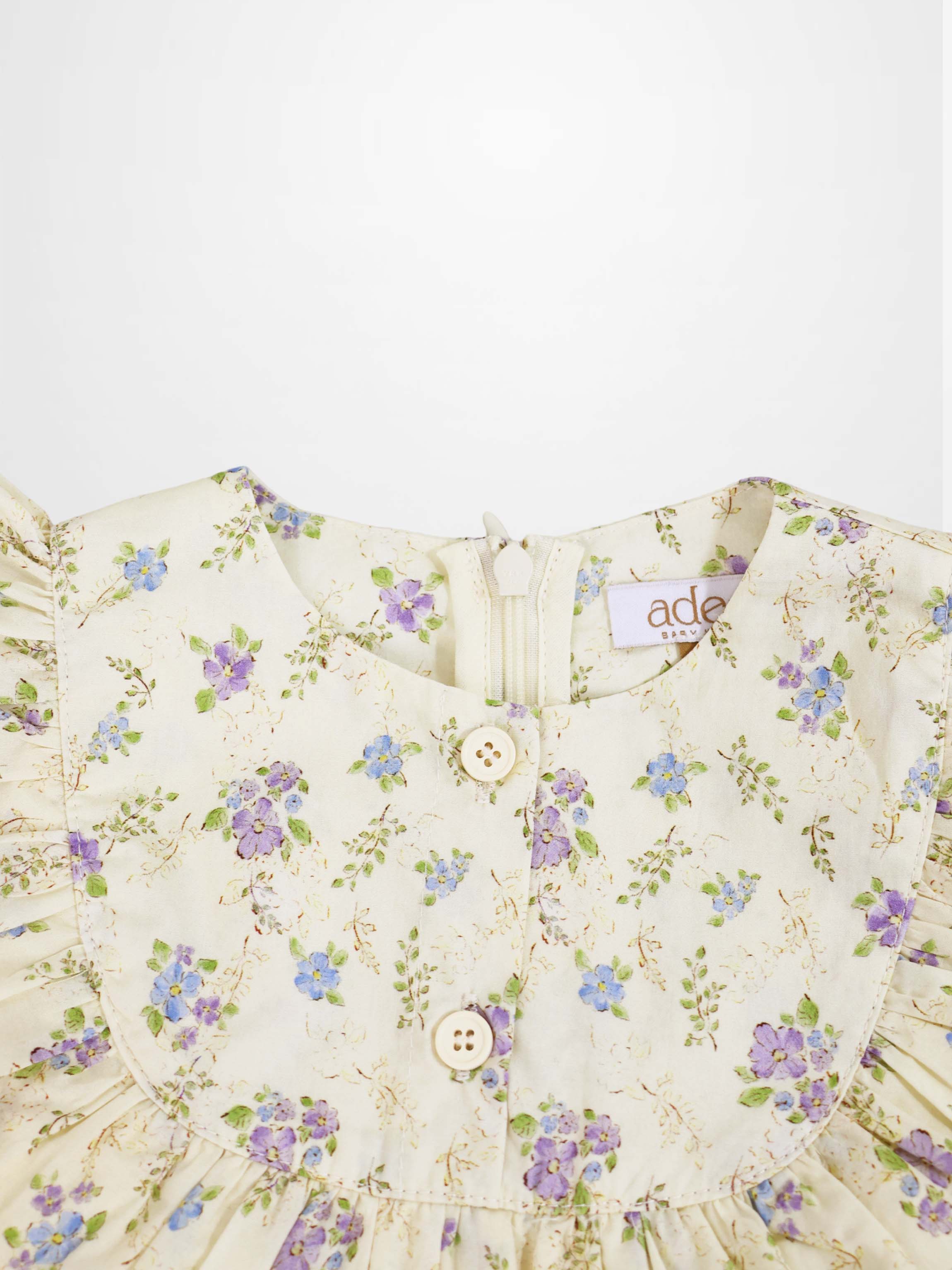 Ivory Flower Dress - 3/4 Sleeve