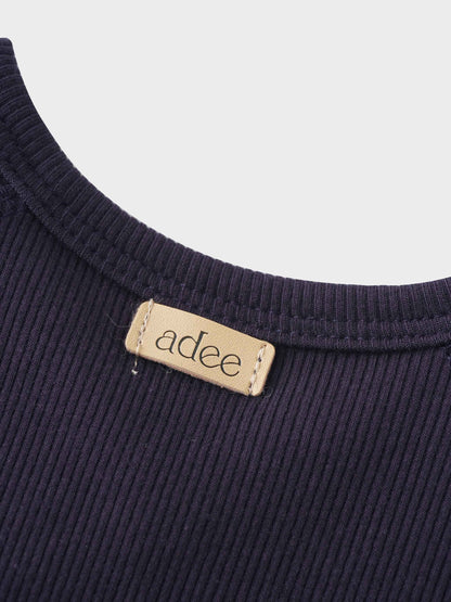 Crossover Thin Ribbed Pajama - Navy