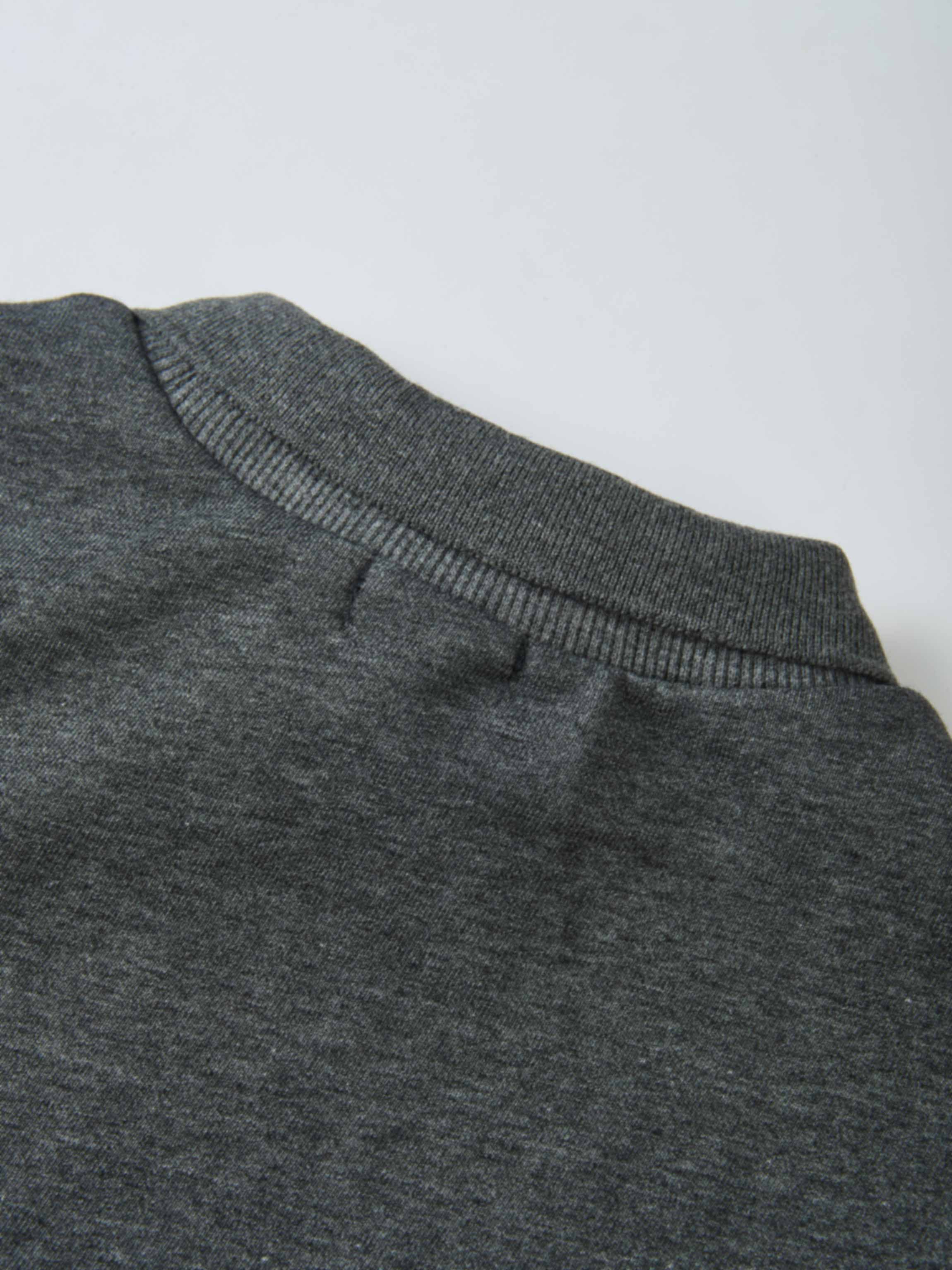 Windsor Sweatshirt neckline close-up in gray heather knit fabric