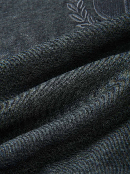 Windsor Sweatshirt by Adee; charcoal heather knit fabric close-up
