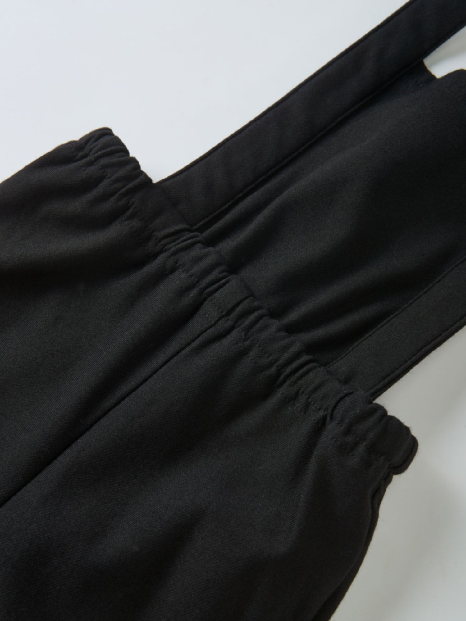 Adee black denim overalls with elastic waistband for unisex wear