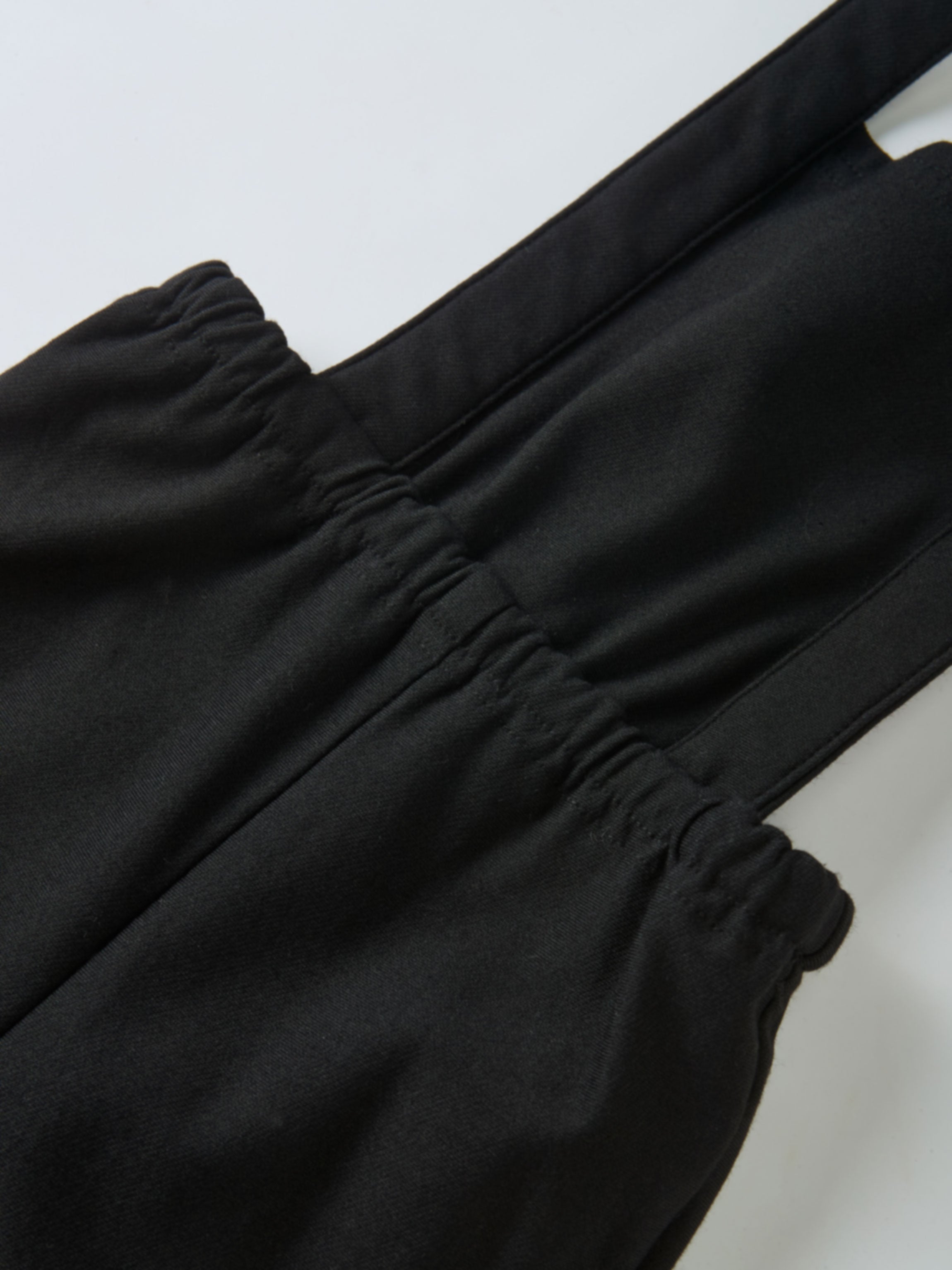 Adee black denim overalls with elastic waistband for unisex wear