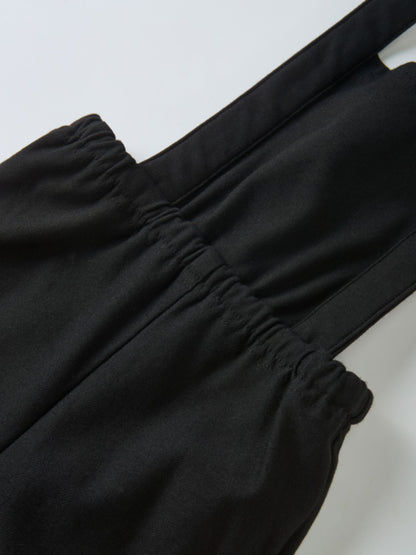 Adee black denim overalls with elastic waistband for unisex wear