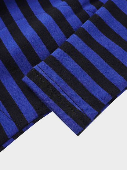 Striped Drawstring Dress - Blue &amp; Black