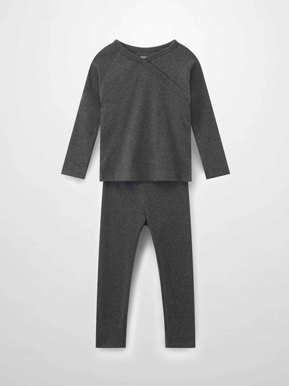 Crossover Thin Ribbed Pajama - Heather Grey