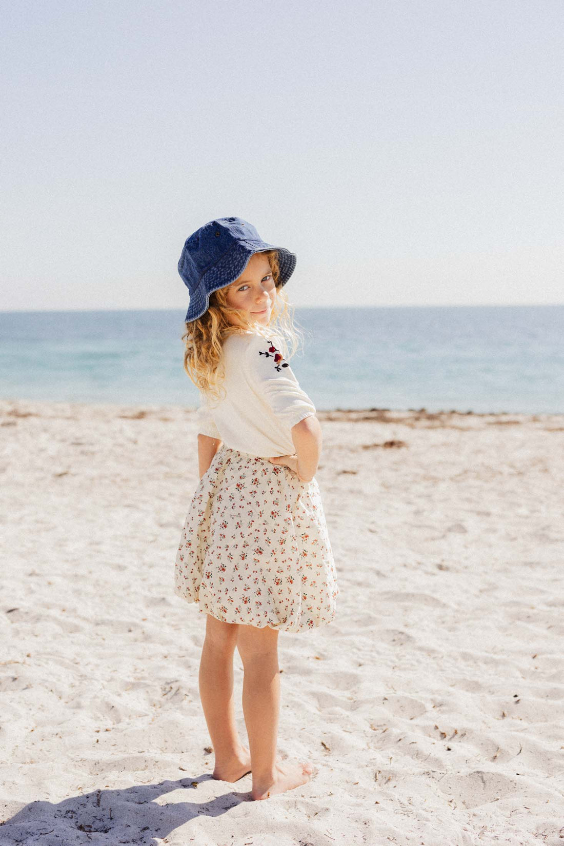 Floral Bubble Skirt with 3/4 Sleeve T-shirt