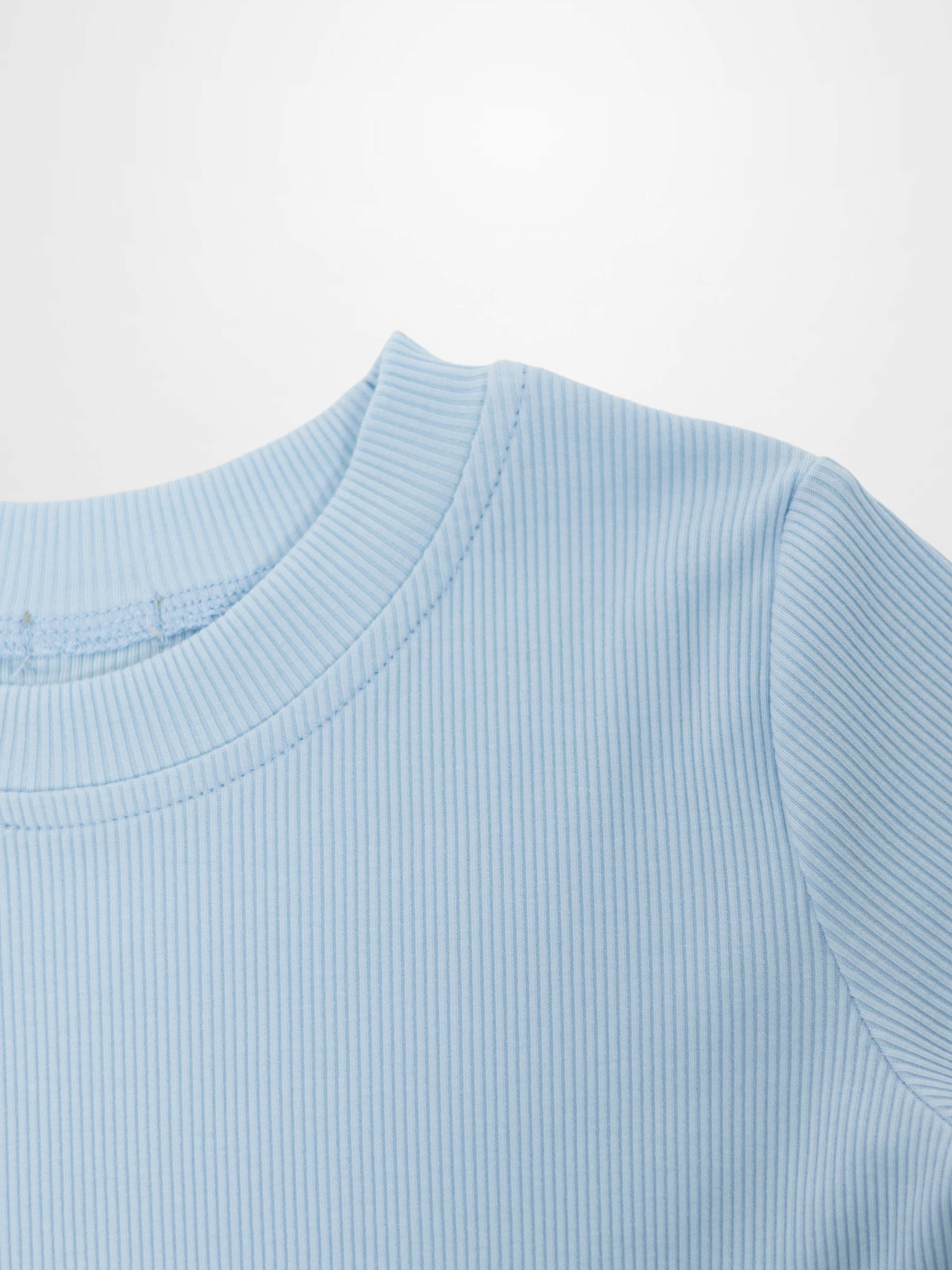 Thin Ribbed T-Shirt - Light Blue