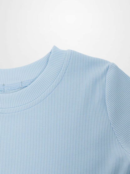 Thin Ribbed T-Shirt - Light Blue