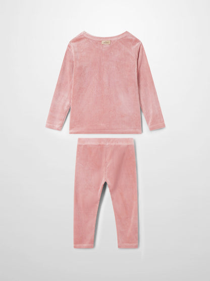 Ribbed Velour Pajama - Pink