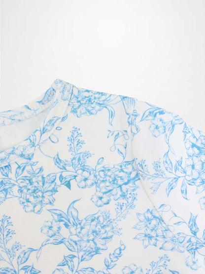 Blue Flowered Short Sleeve T-shirt