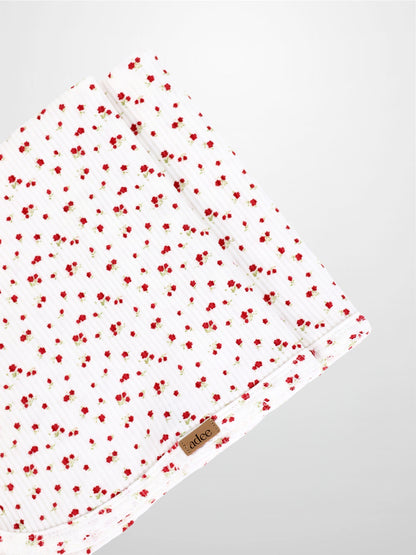 Red Flower Blanket with Lace