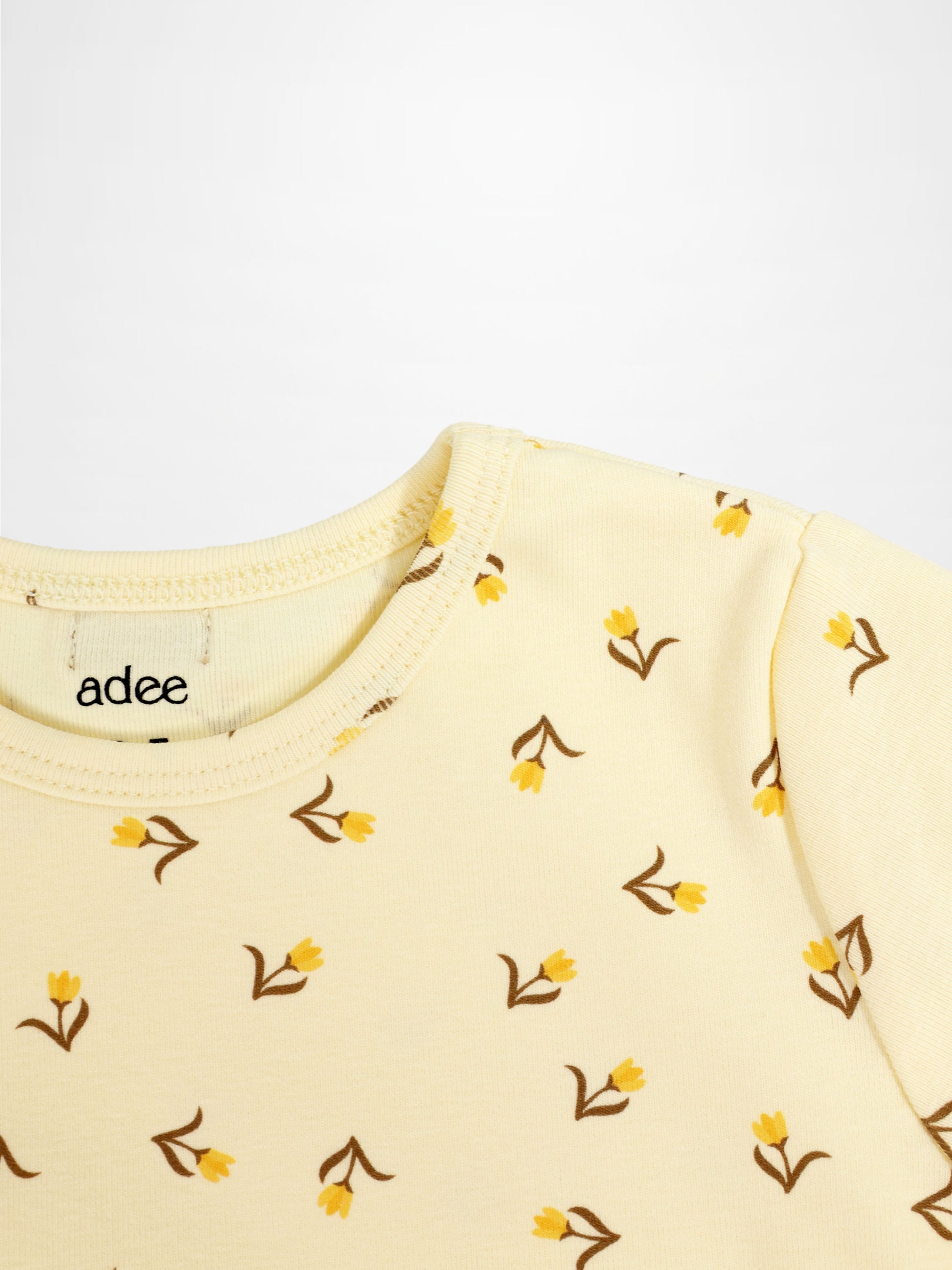 Butter Yellow Tulip Short Sleeve T-shirt &amp; Shorts Set