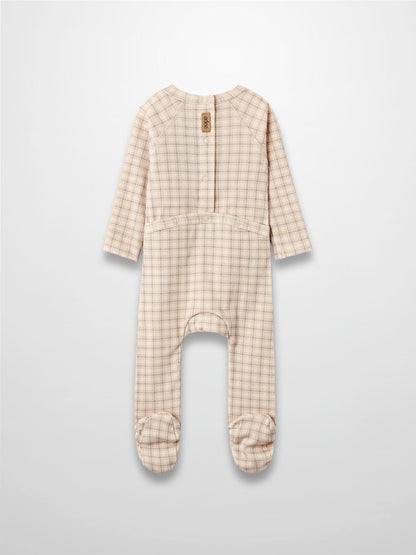 Oatmeal Grid Stretchy - Blue