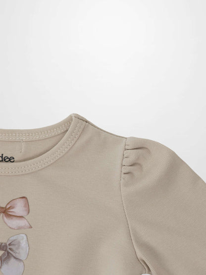 Ribbed Bow Shirt - Taupe