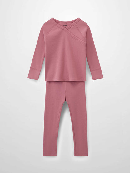 Crossover Thin Ribbed Pajama - Pink