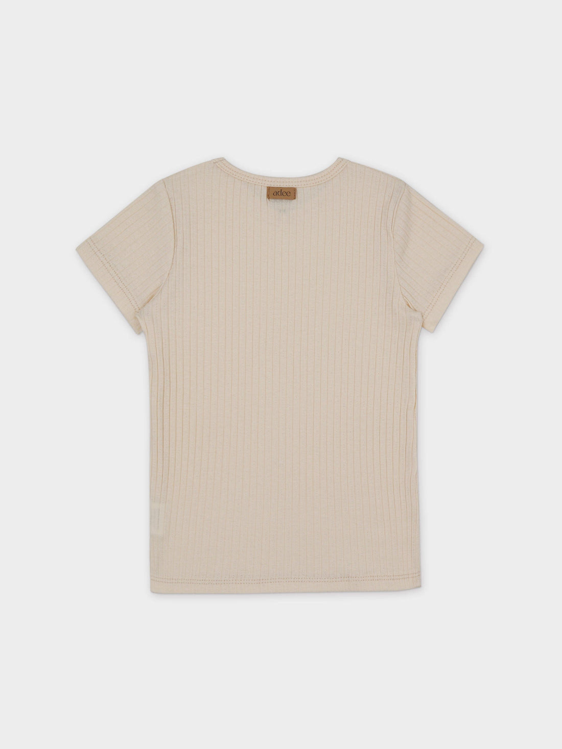 Pointelle V-Neck Short Sleeve Shirt-Ivory
