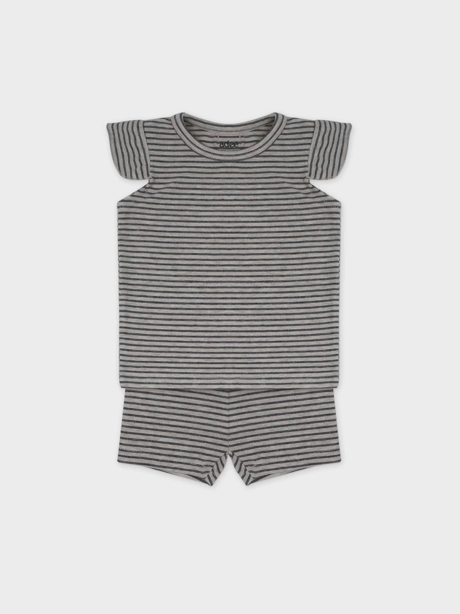 Tank Set with Ruffles-Tan &amp; Black Stripe