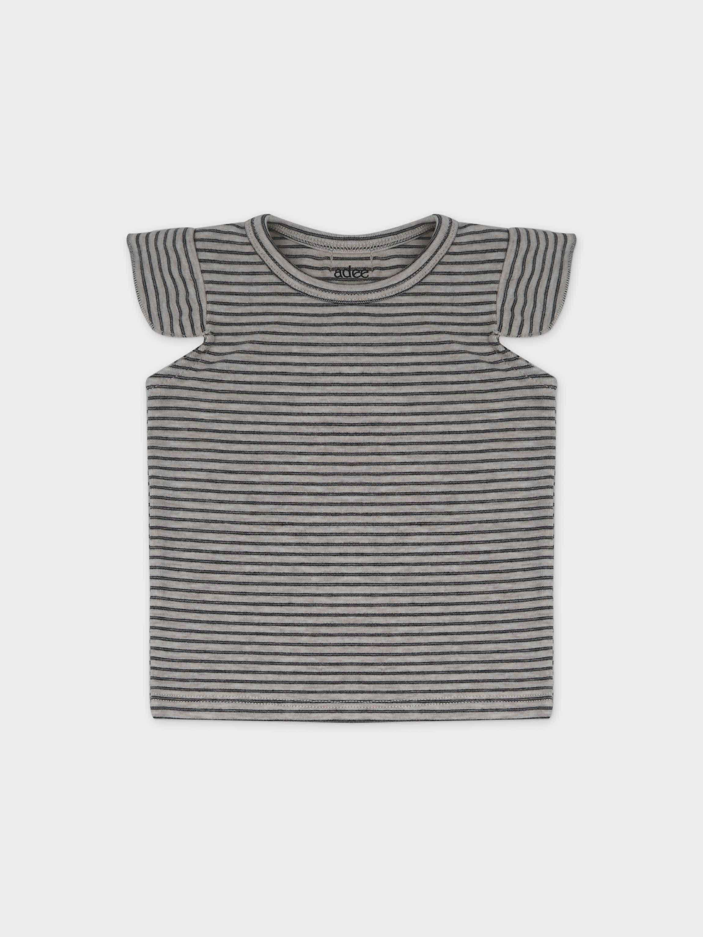 Tank Set with Ruffles-Tan &amp; Black Stripe