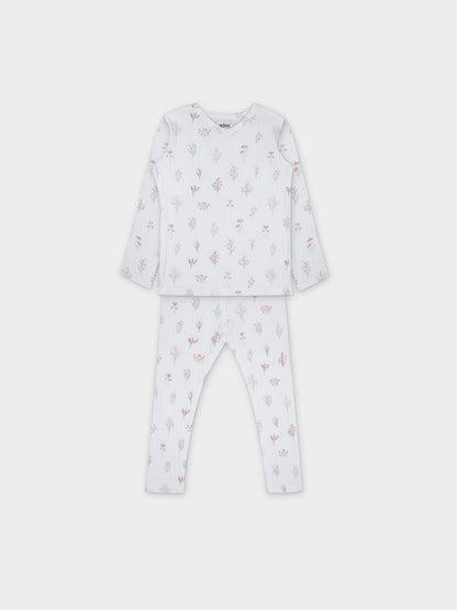 Girls pajamas in pink stem design