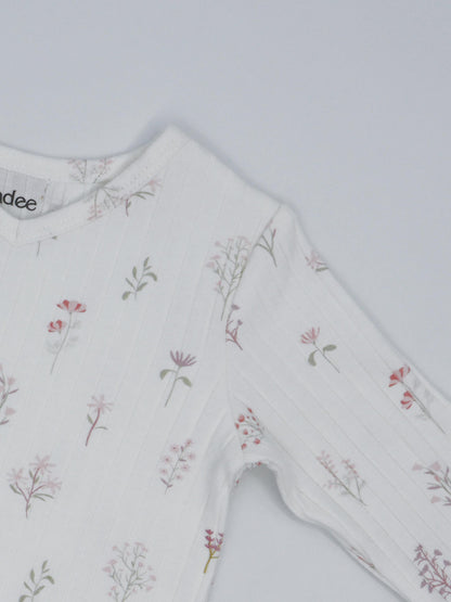 Girls pajamas with pink flower print