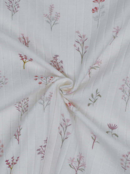 Pink stem floral fabric design