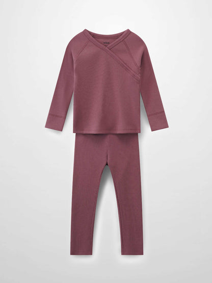 Crossover Thin Ribbed Pajama - Dark Mauve