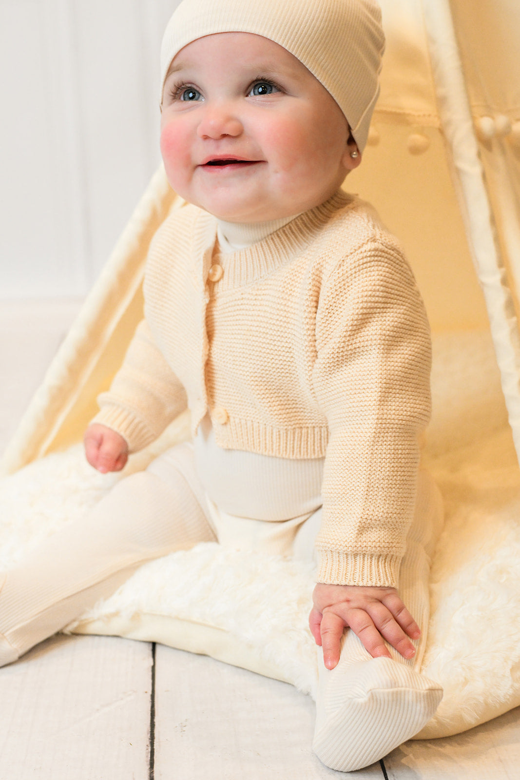 Mock Neck Beanie - Ivory