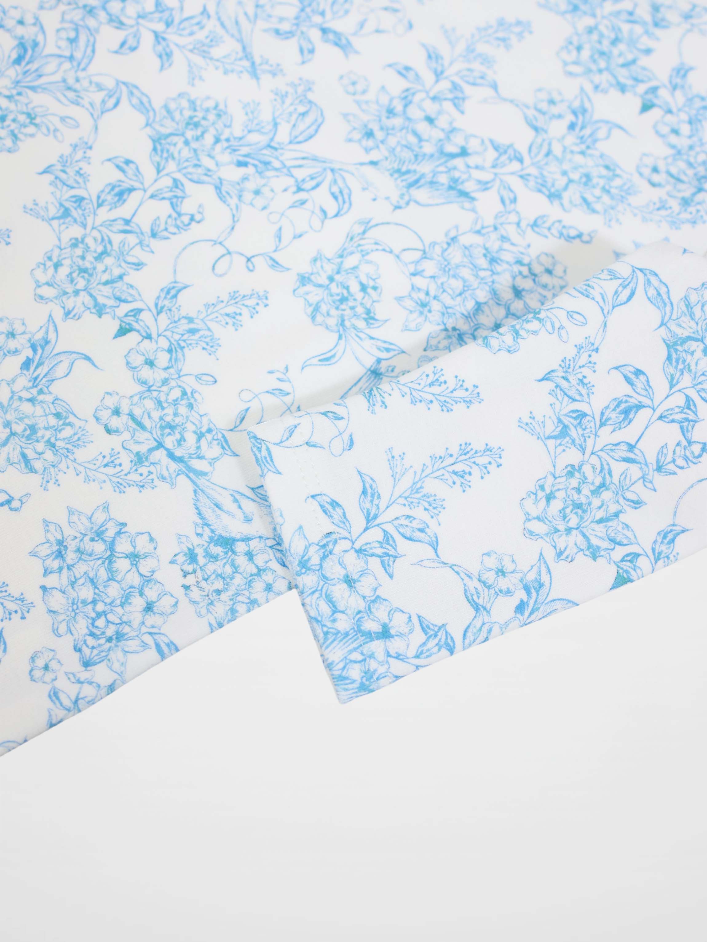 Blue Flowered  3/4 Sleeve T-shirt