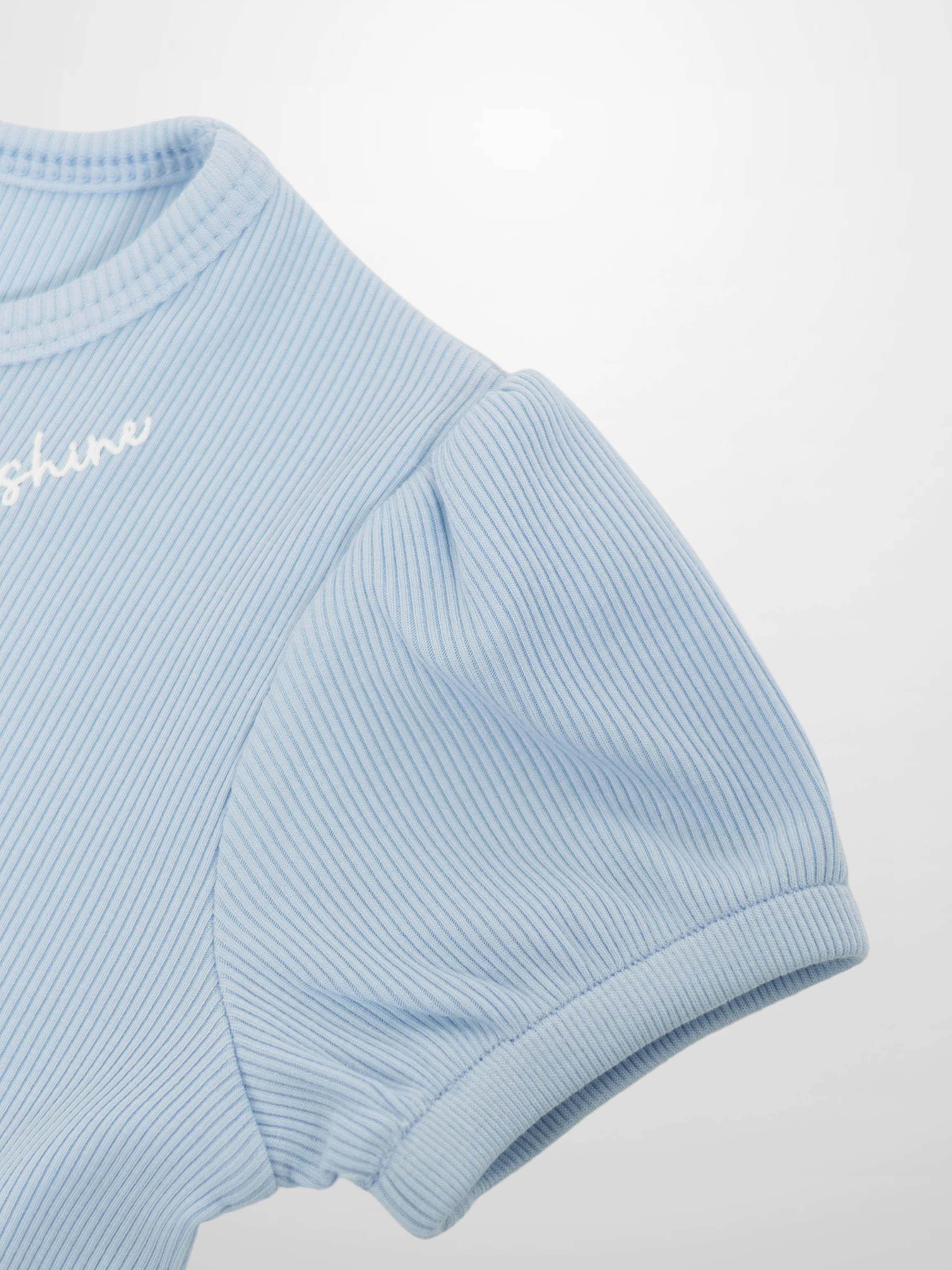 Short Puff Sleeve T-shirt - Light Blue
