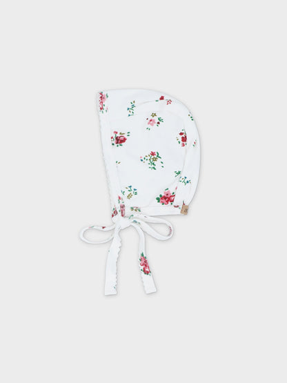 Freesia Flower Stretchy, Bonnet &amp; Bib- Red