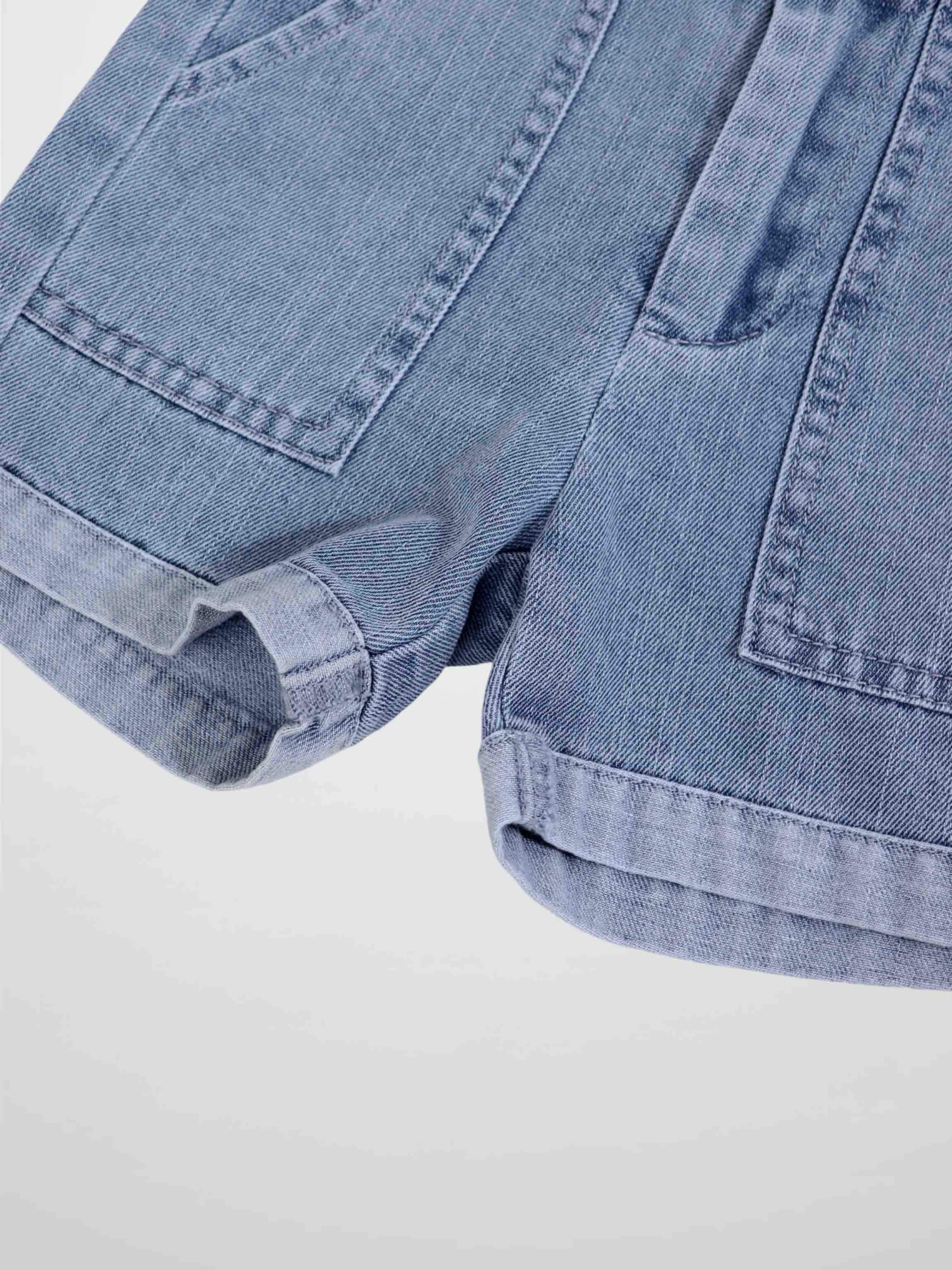 Cuffed Denim Shorts