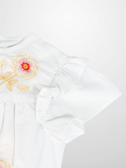 Embroidered Flower Romper
