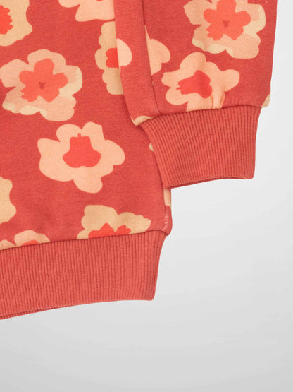 Red Flower Sweatshirt &amp; Leggings Set
