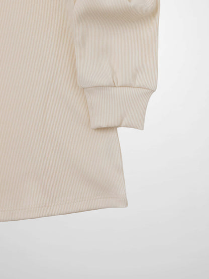 Ruffle Puff Sleeve Mock Neck Shirt - Ivory