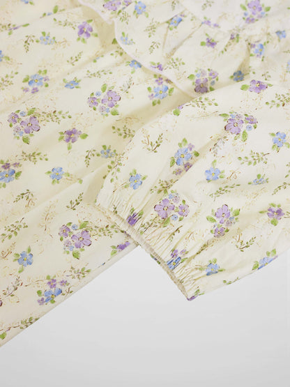 Ivory Flower Dress - 3/4 Sleeve