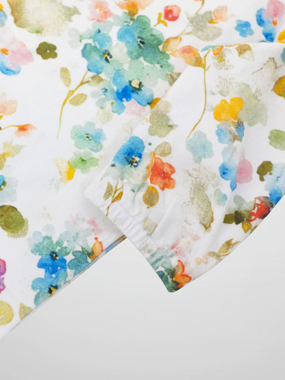 Pastel Flower 3/4 Puff Sleeve T-Shirt