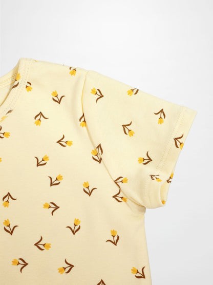 Butter Yellow Tulip Short Sleeve T-shirt &amp; Shorts Set
