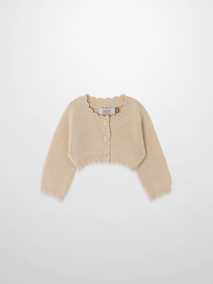 Cropped Cardigan with Lace - Ivory