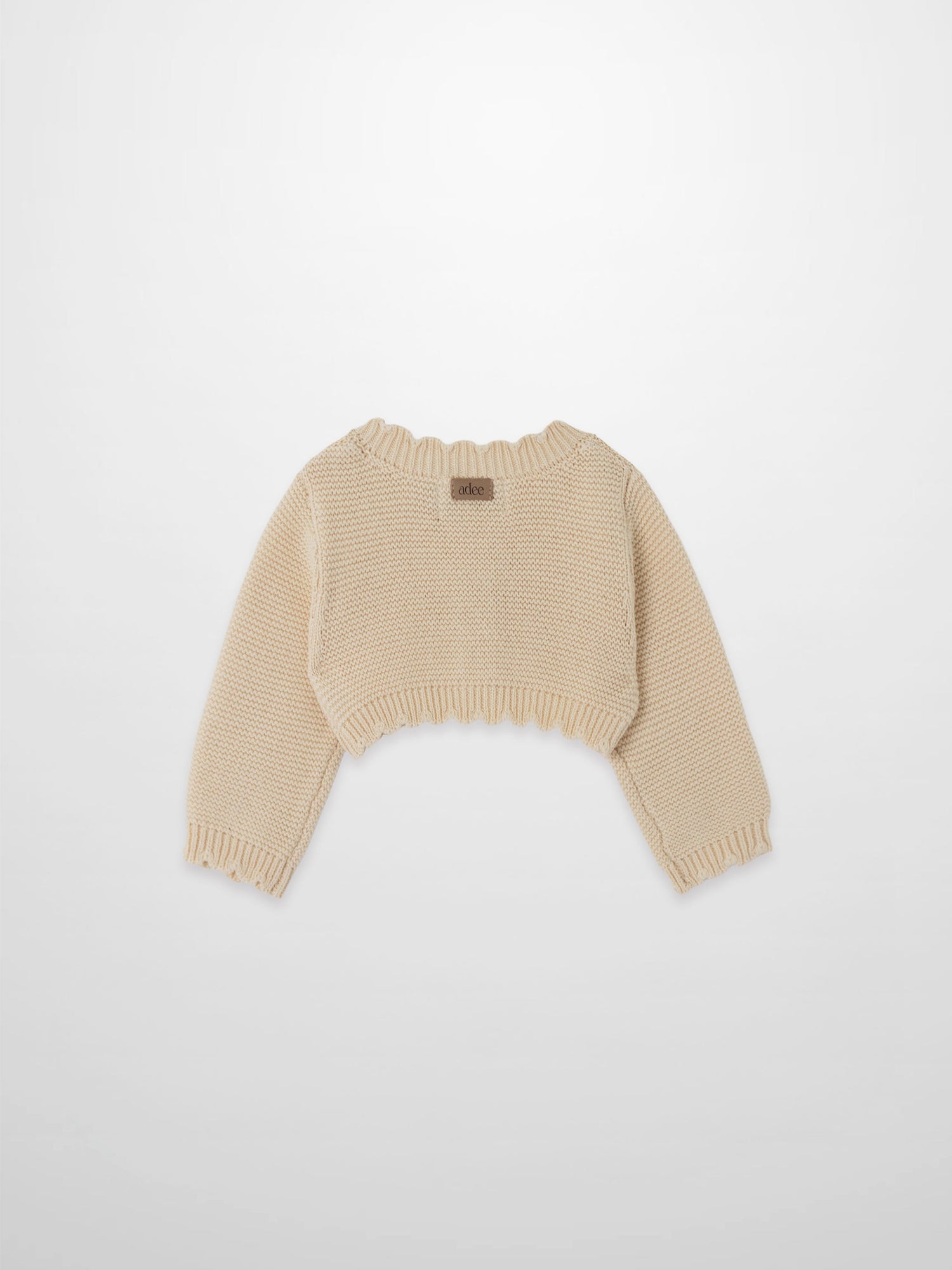 Cropped Cardigan with Lace - Ivory