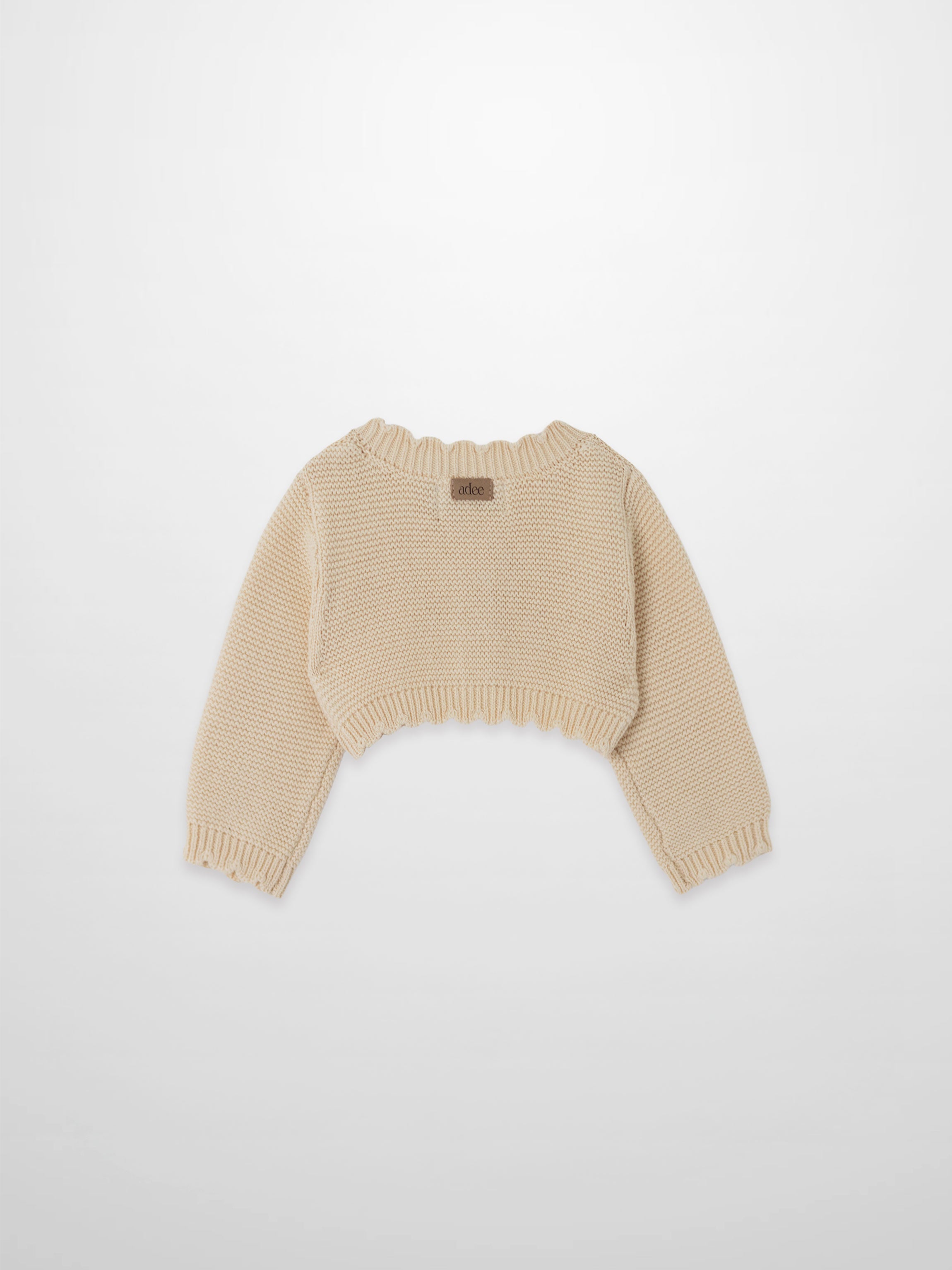 Cropped Cardigan with Lace - Ivory